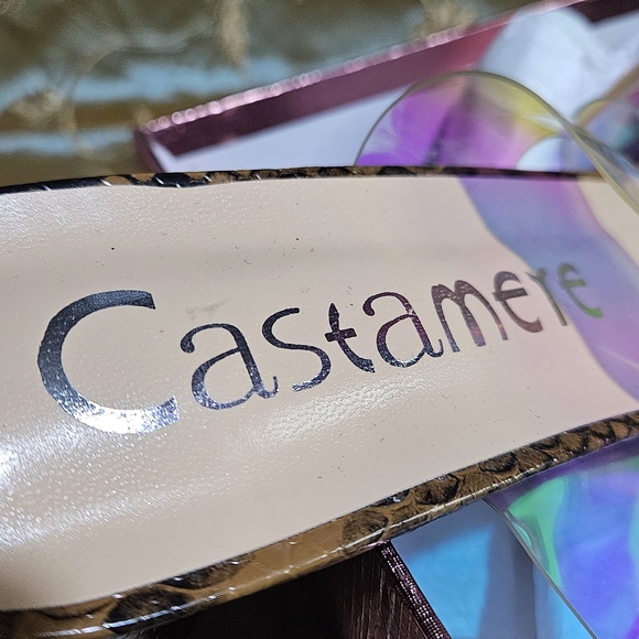 Iridescent Block Heel Mules. Size 13 - Picture 2 of 8